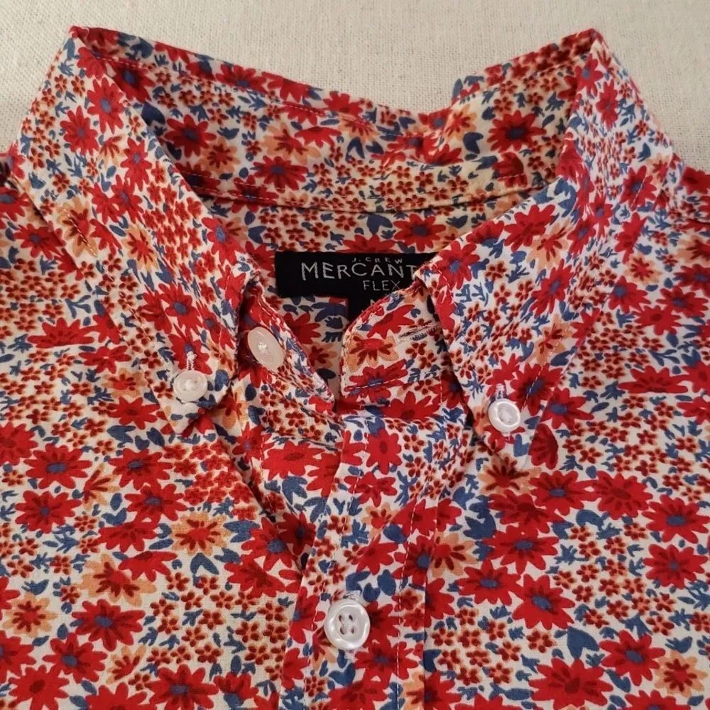 J Crew Mercantile Shirt Mens M Floral Button Down Collar Short Sleeve Festival